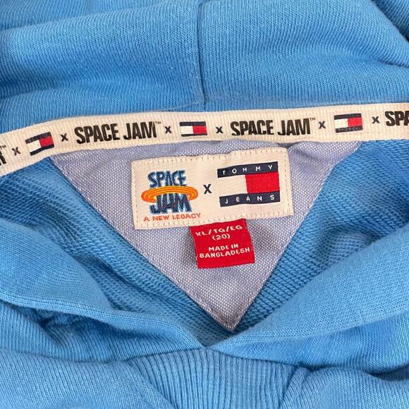 Tommy Jeans x Space Jam Hoodie XL Felix the Cat Blue Pullover Sweatshirt - Picture 3 of 9
